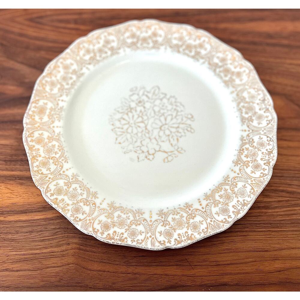 Canonsburg Pottery 22K Gold Filigree Scroll Floral Dinner Plate